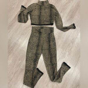 Leopard Print Sweater Crop Top and Matching Leggings